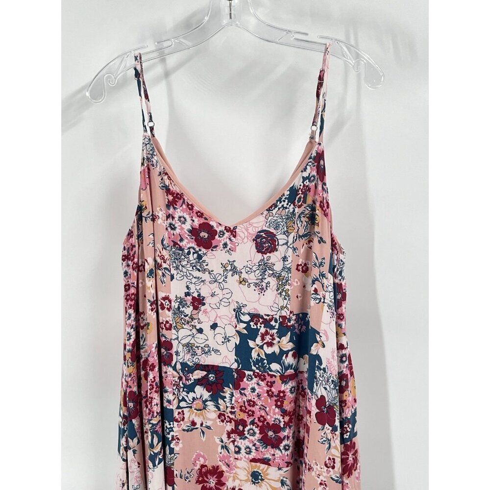 Savannah Jane Patchwork Maxi Slip Dress Floral Boho Pink Sz Large - Picture 3 of 6